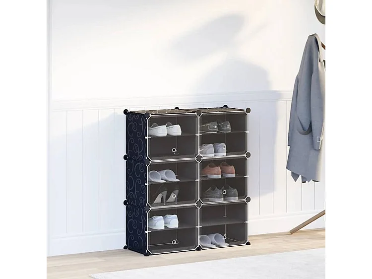 Cubes de rangement 6 pcs avec portes noir PP