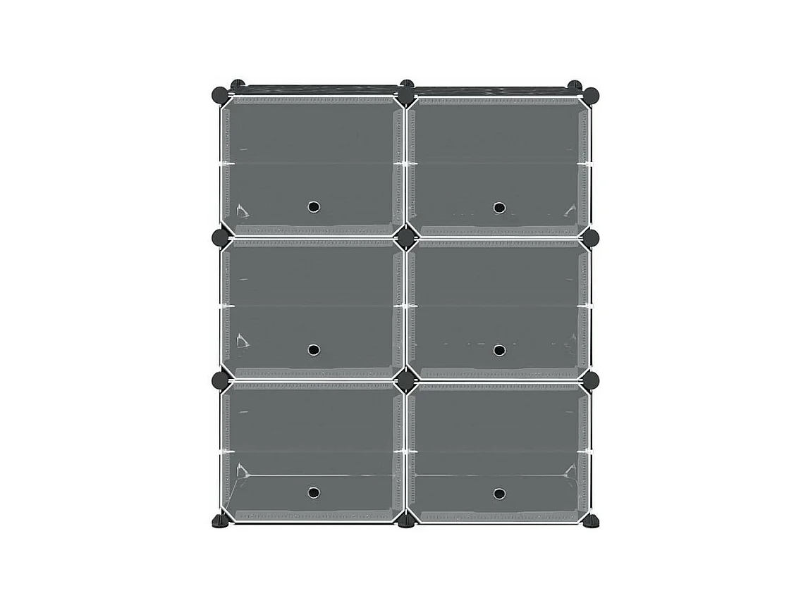 Cubes de rangement 6 pcs avec portes noir PP