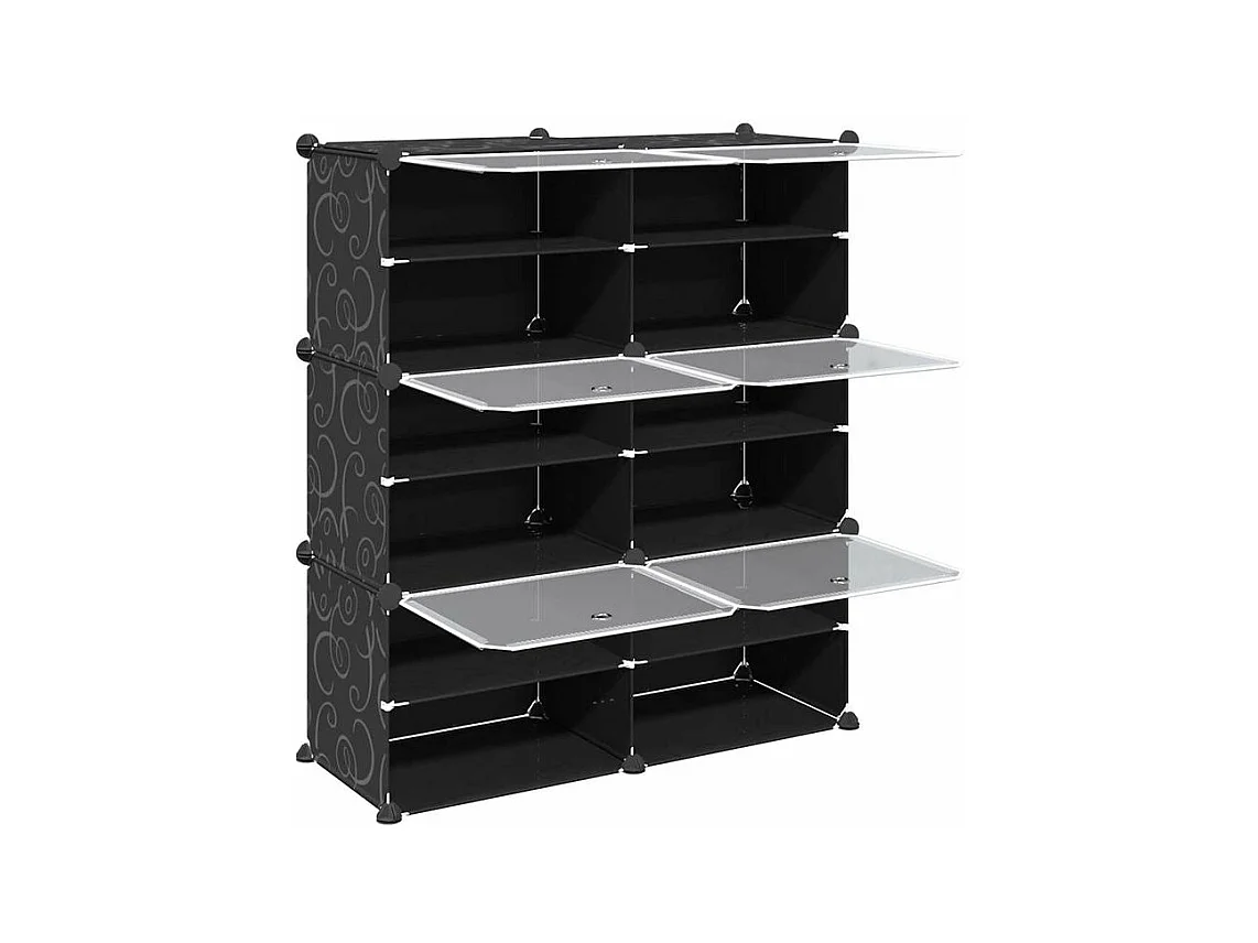 Cubes de rangement 6 pcs avec portes noir PP