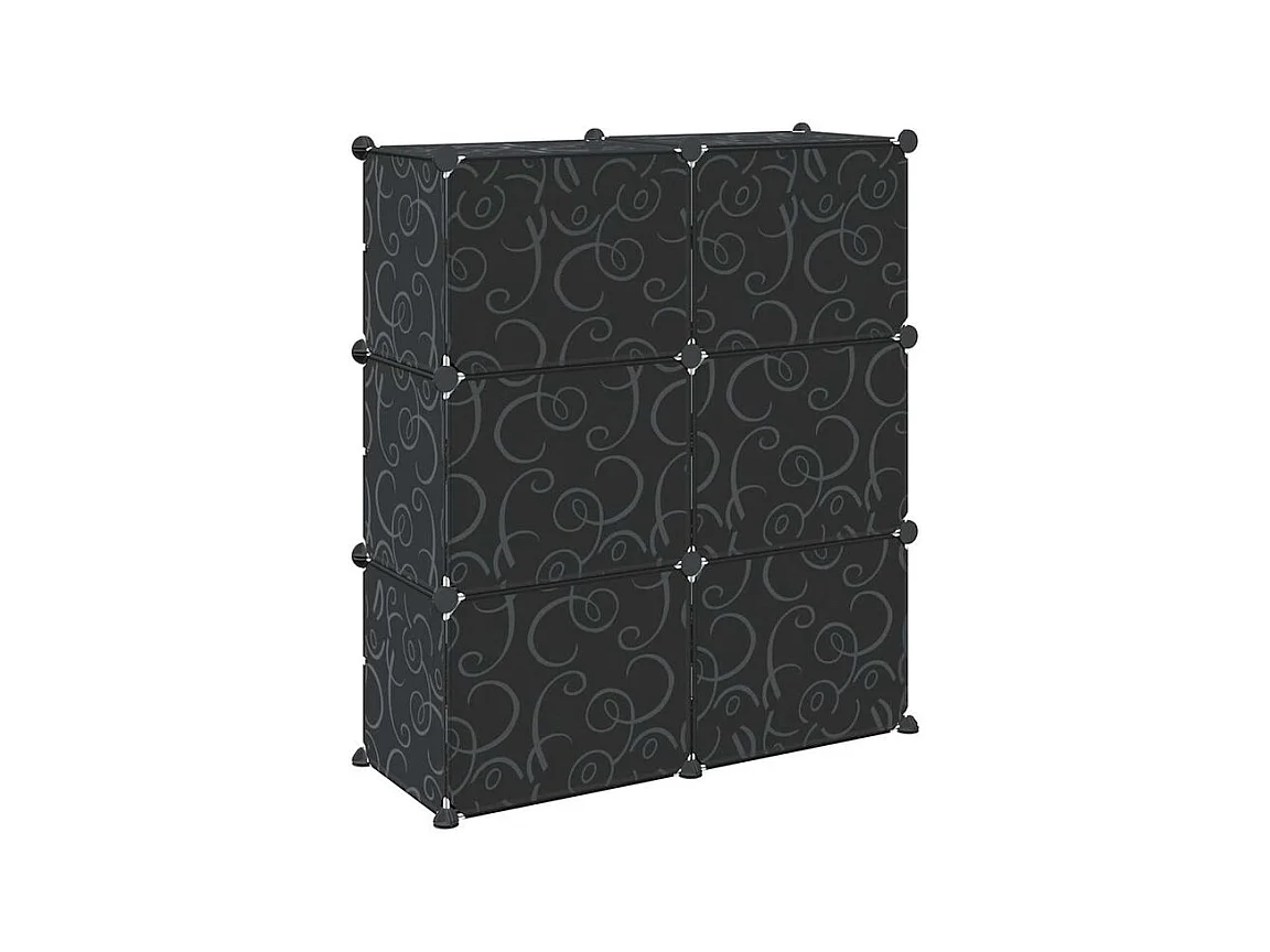 Cubes de rangement 6 pcs avec portes noir PP