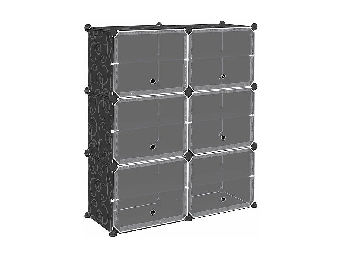 Cubes de rangement 6 pcs avec portes noir PP