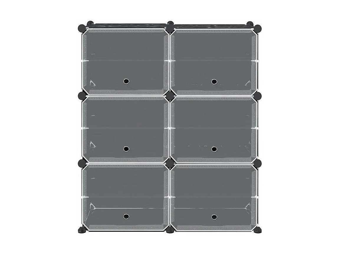 Cubes de rangement 6 pcs avec portes noir PP