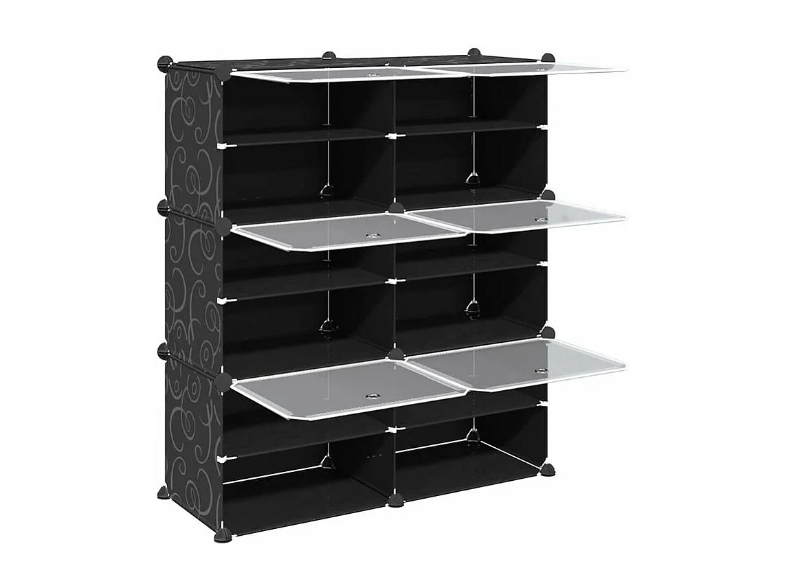 Cubes de rangement 6 pcs avec portes noir PP