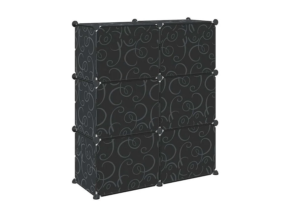 Cubes de rangement 6 pcs avec portes noir PP