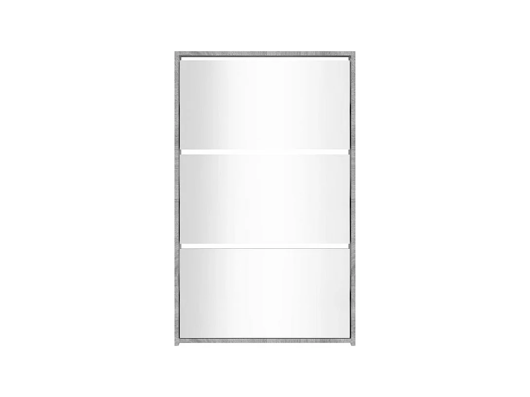 Armoire à chaussures 3 portes rabattables avec miroir Ranka H 102cm – Design moderne et élégant-Couleur Chêne gris