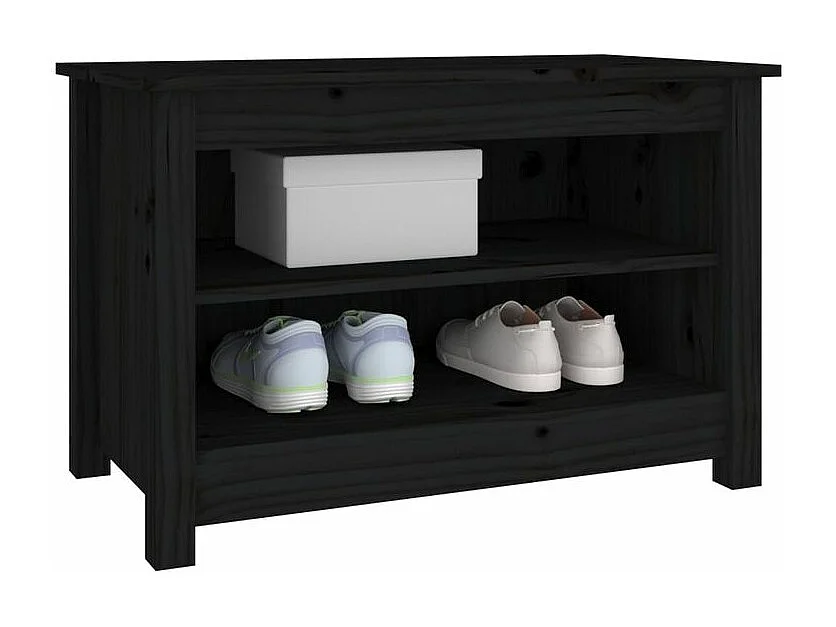 Banc à chaussures en bois massif Klouda – Élégant et fonctionnel-Couleur Noir-Largeur 70 cm