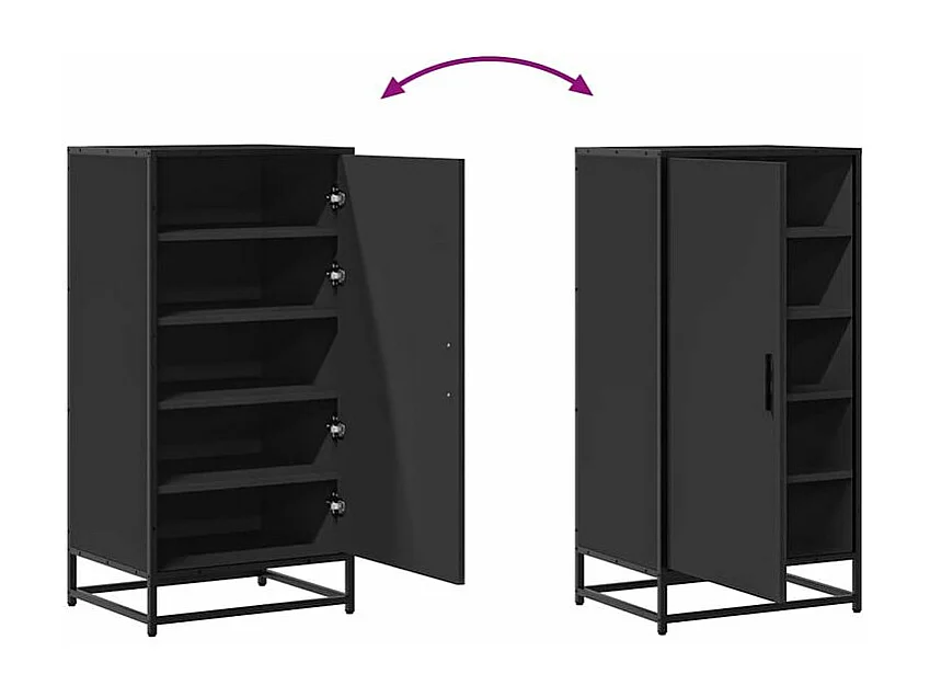 Étagère à chaussures noir 48x38x97,5 bois d'ingénierie