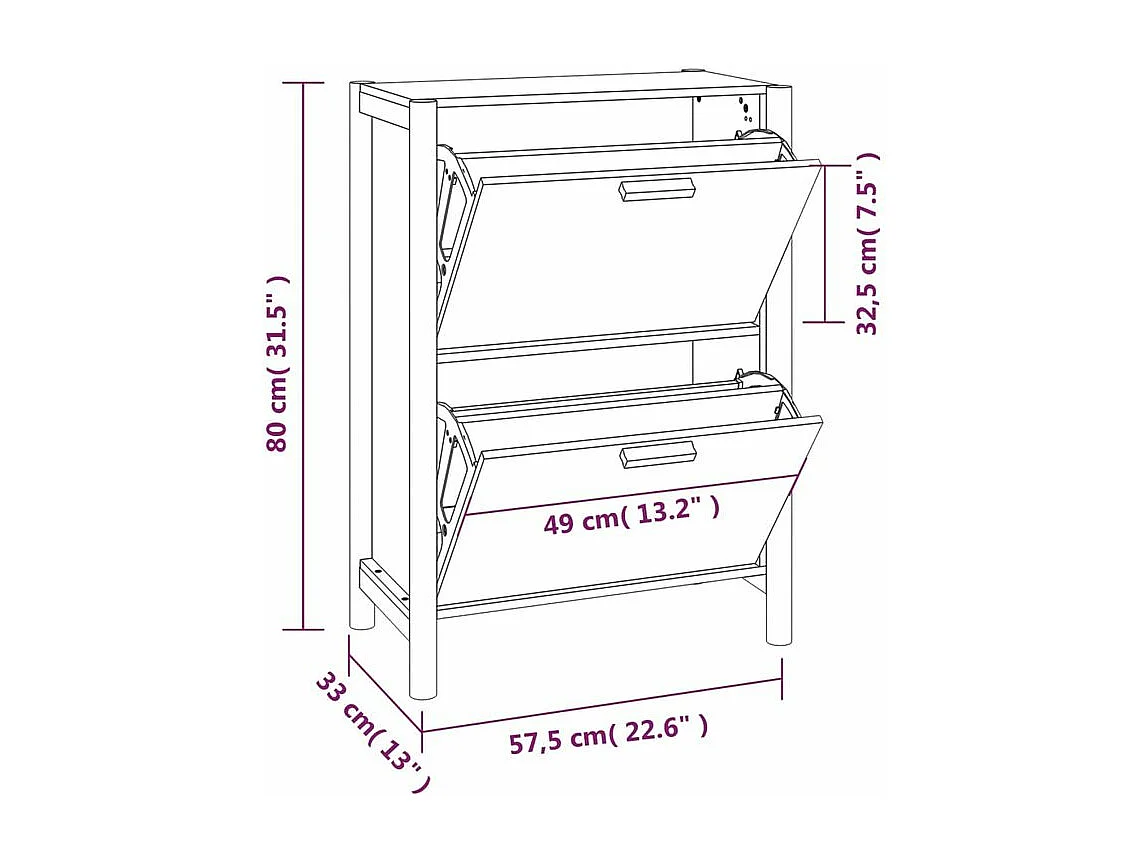 Armoire à chaussures Blanc 57,5x33x80 Bois d'ingénierie