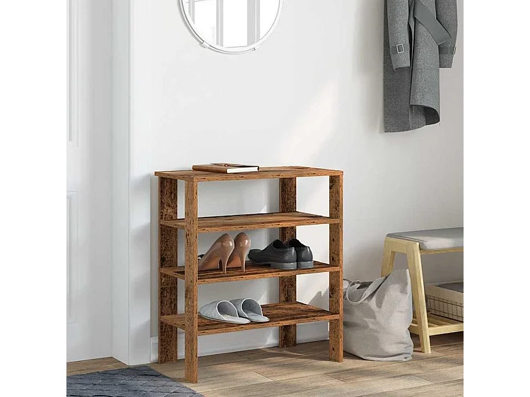 Étagère à chaussures vieux bois 61x32x70 bois d'ingénierie