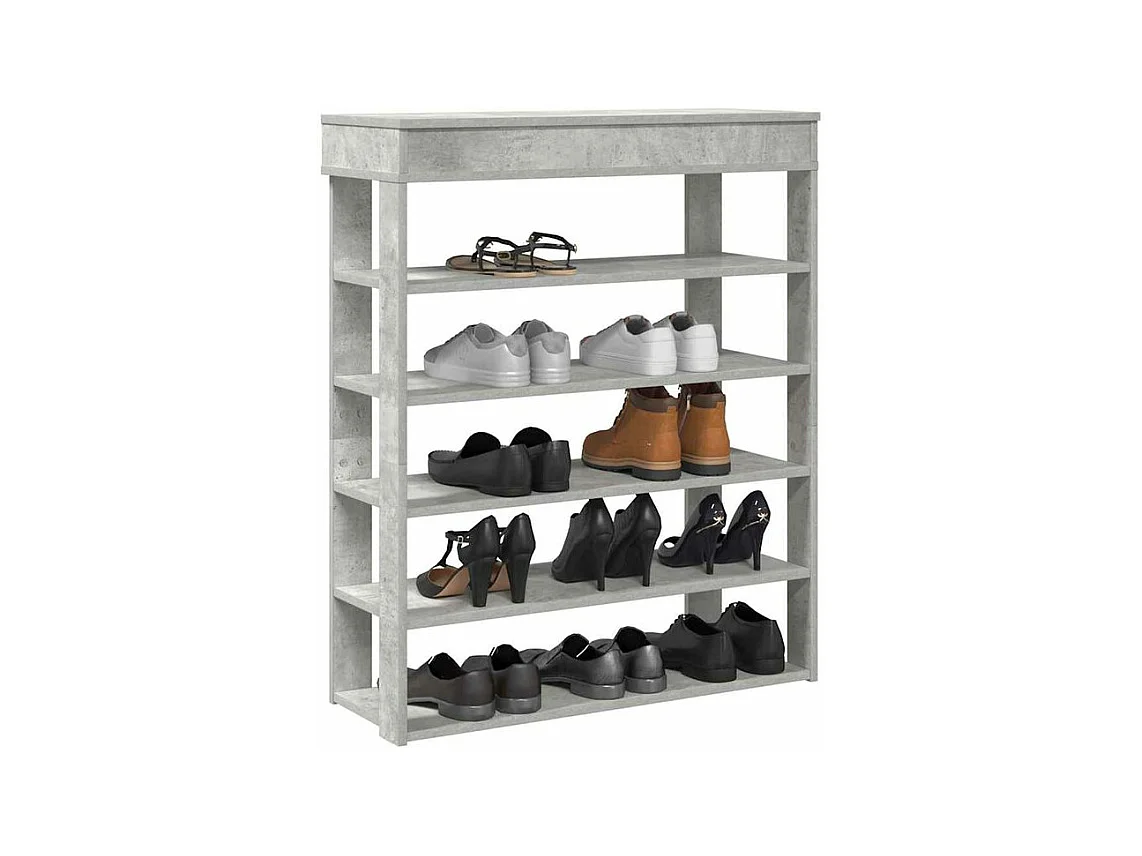 Étagère à chaussures gris béton 80x30x98 bois d'ingénierie