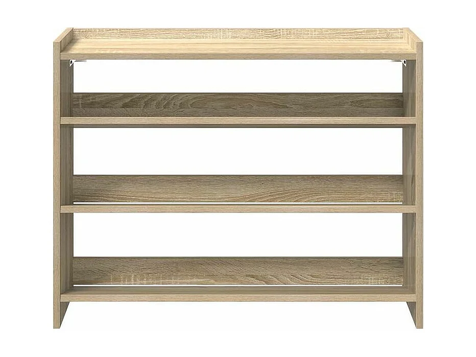 Étagère à chaussures en bois Manda L 80 x H 62cm - Rangement 3 niveaux-Couleur Chêne clair