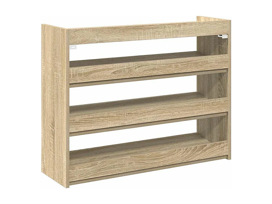Étagère à chaussures en bois Manda L 80 x H 62cm - Rangement 3 niveaux-Couleur Chêne clair