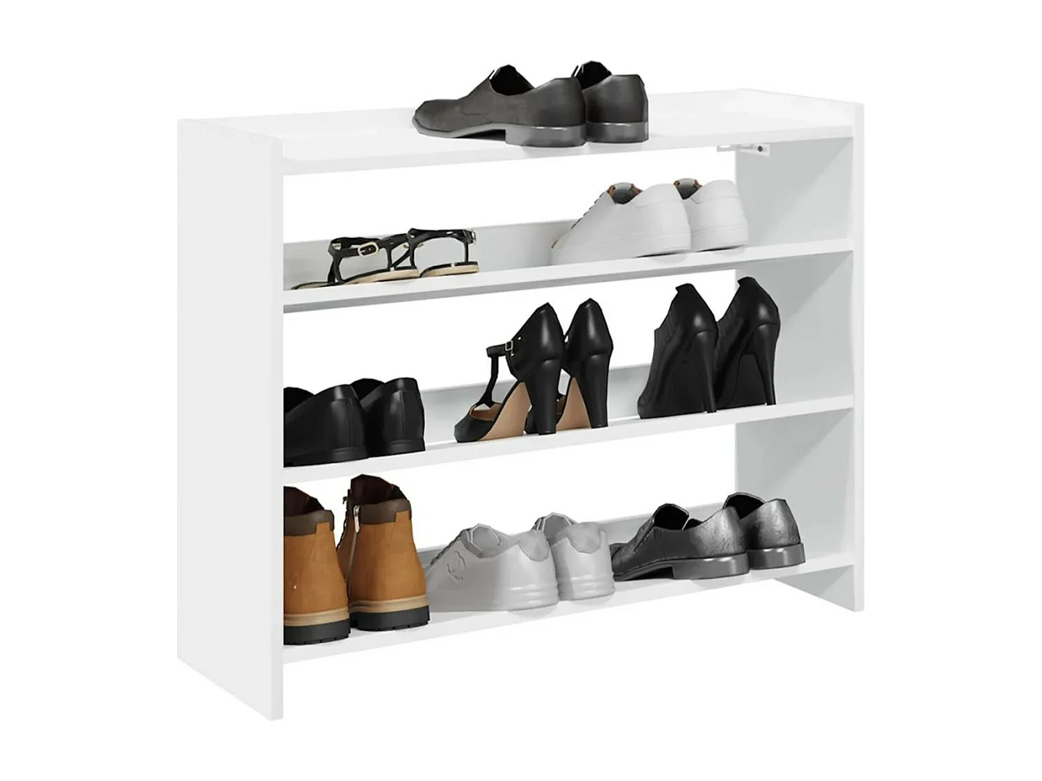 Étagère à chaussures en bois Manda L 80 x H 62cm - Rangement 3 niveaux-Couleur Chêne clair