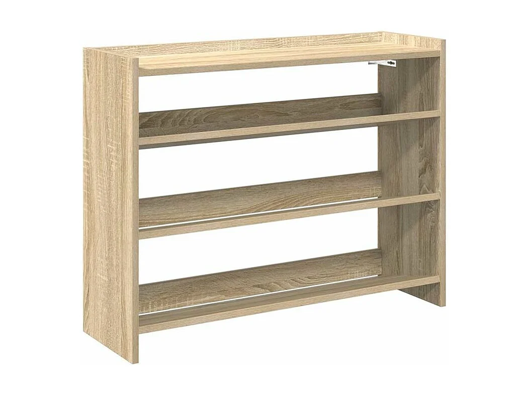Étagère à chaussures en bois Manda L 80 x H 62cm - Rangement 3 niveaux-Couleur Chêne clair