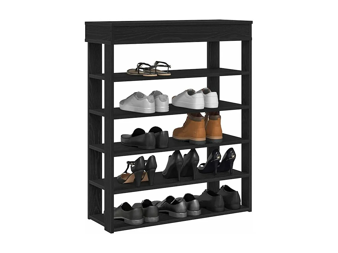 Étagère à chaussures noir 80x30x98 bois d'ingénierie