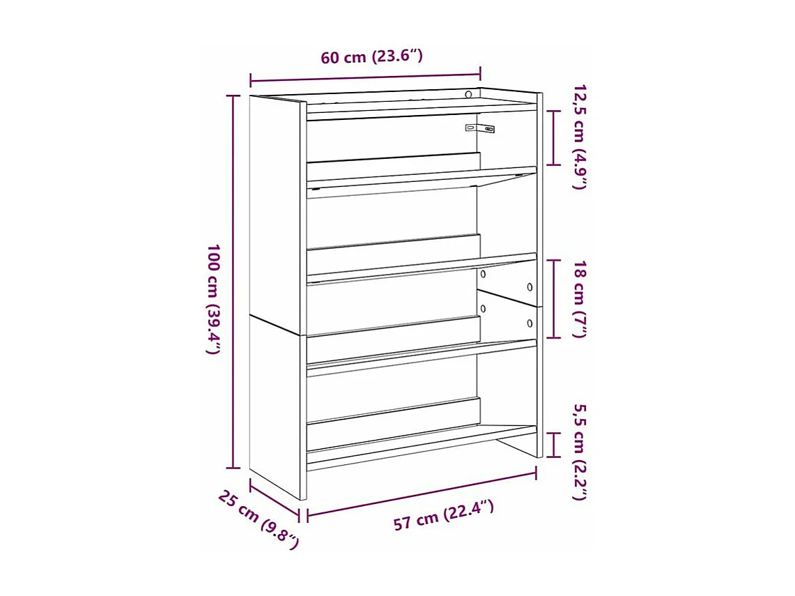 Étagère à chaussures sonoma gris 80x25x61,5 bois d'ingénierie