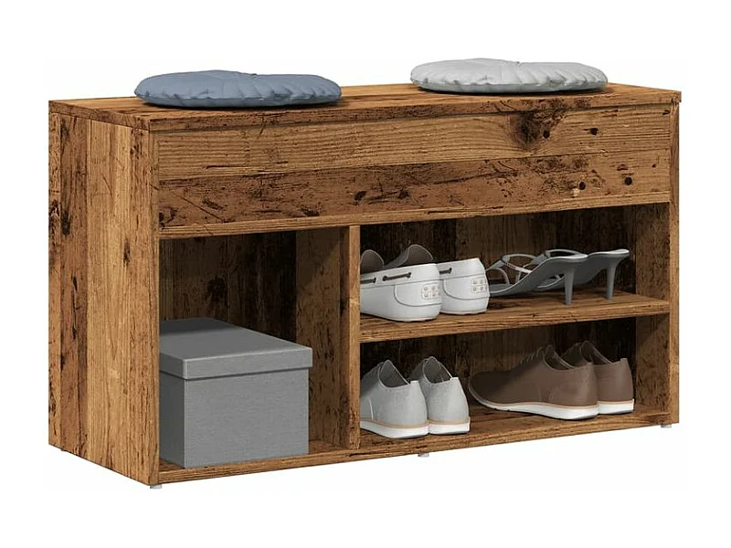 Banc à chaussures avec coffre de rangement Lula L80xH45xP30 – Chic et pratique-Couleur Marron noisette