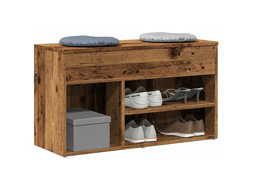 Banc à chaussures avec coffre de rangement Lula L80xH45xP30 – Chic et pratique-Couleur Marron noisette