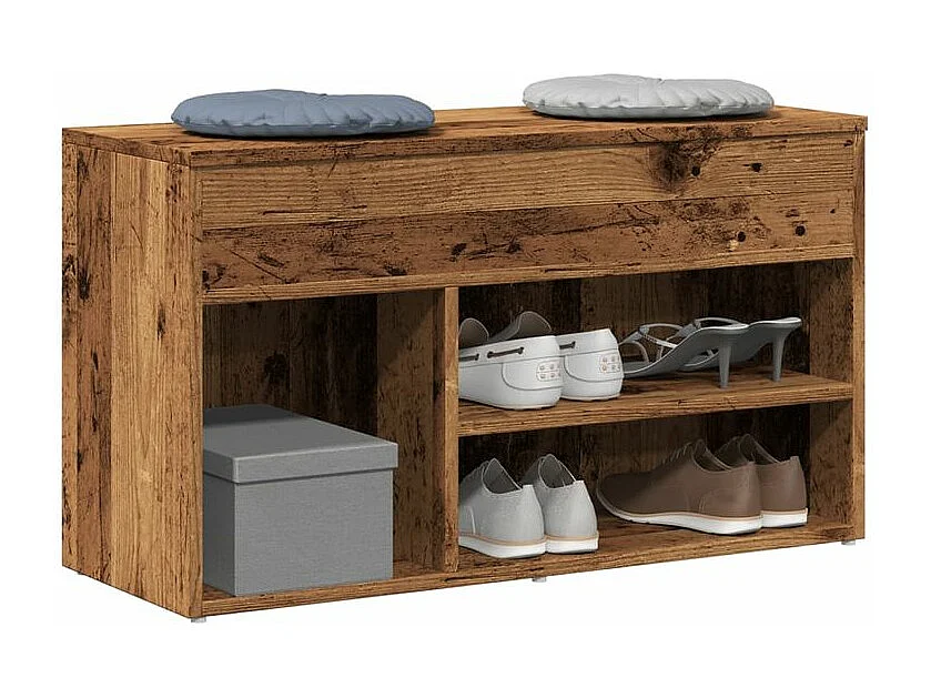 Banc à chaussures avec coffre de rangement Lula L80xH45xP30 – Chic et pratique-Couleur Marron noisette