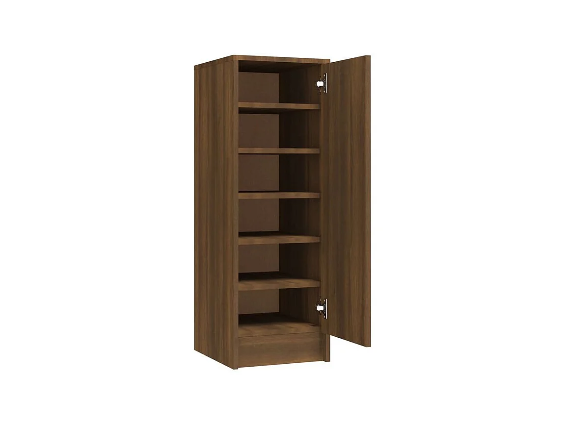 Armoire à chaussures en bois Kompo L32xP35xH92 - Sobre et discréte-Couleur Noyer