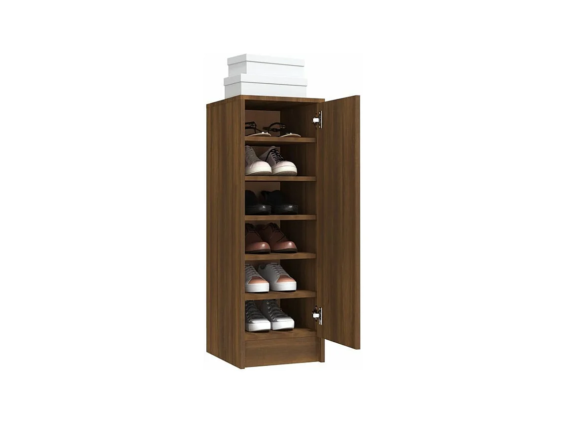 Armoire à chaussures en bois Kompo L32xP35xH92 - Sobre et discréte-Couleur Noyer