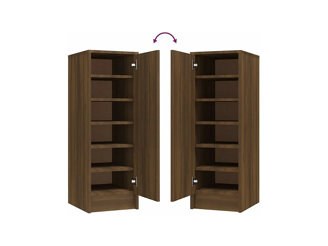 Armoire à chaussures en bois Kompo L32xP35xH92 - Sobre et discréte-Couleur Noyer