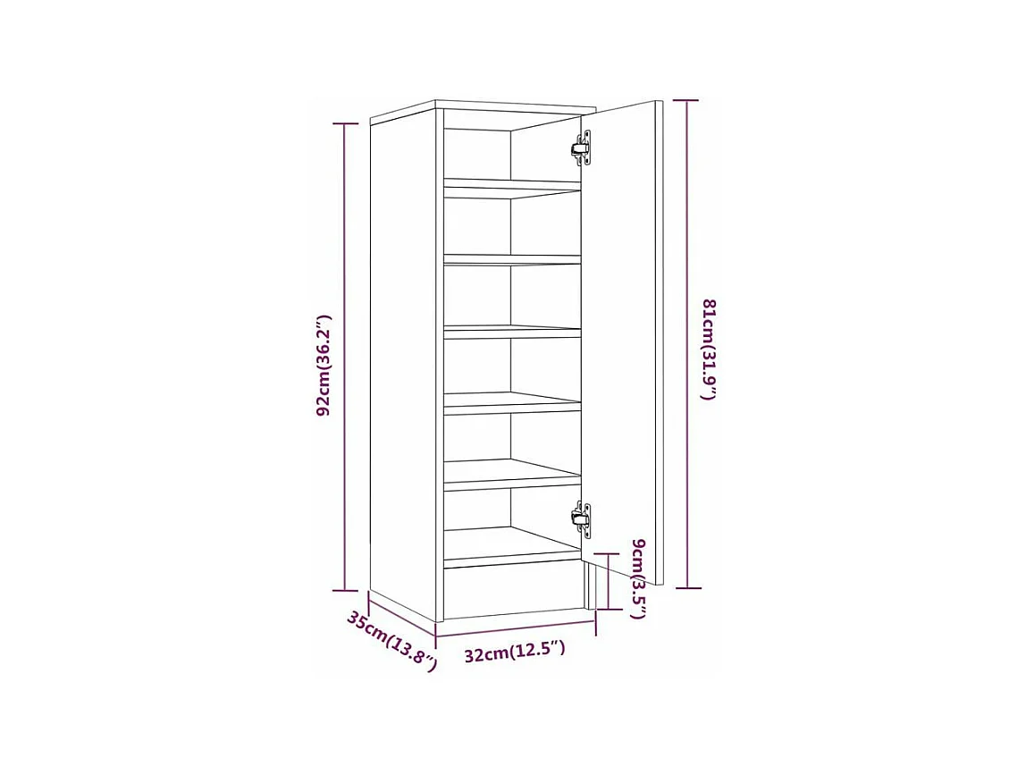 Armoire à chaussures en bois Kompo L32xP35xH92 - Sobre et discréte-Couleur Noyer