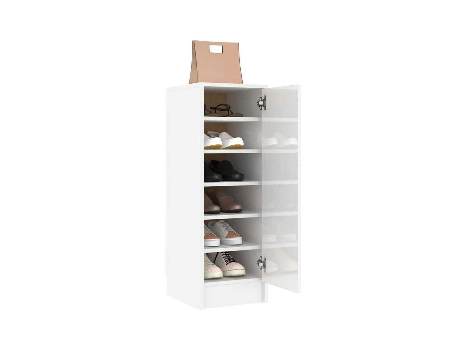Armoire à chaussures en bois Kompo L32xP35xH92 - Sobre et discréte-Couleur Noyer