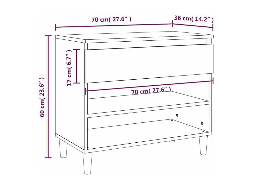 Armoire à chaussures Blanc 70x36x60 Bois d'ingénierie