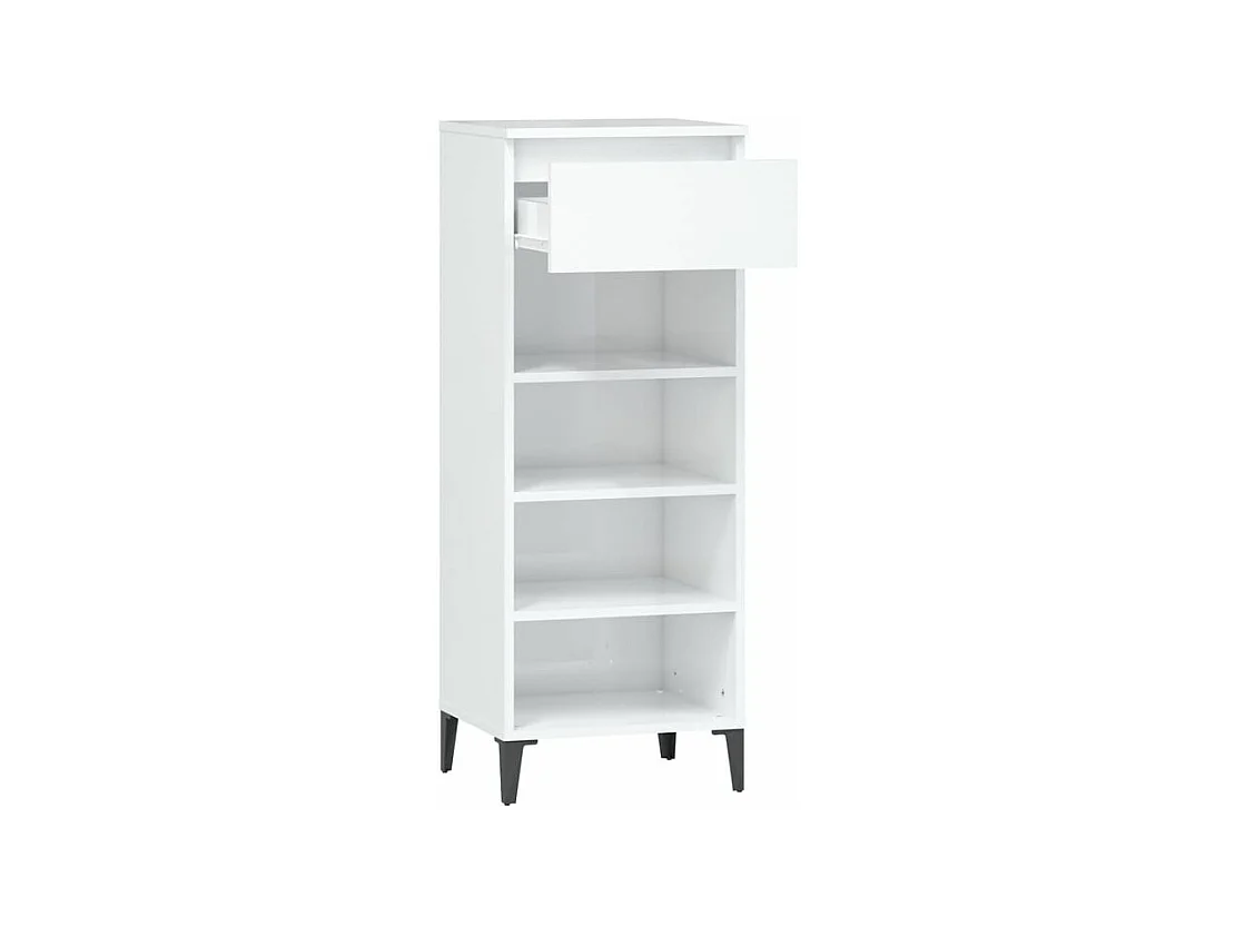Étagère à chaussures Blanc brillant 40x36x105 Bois ingénierie