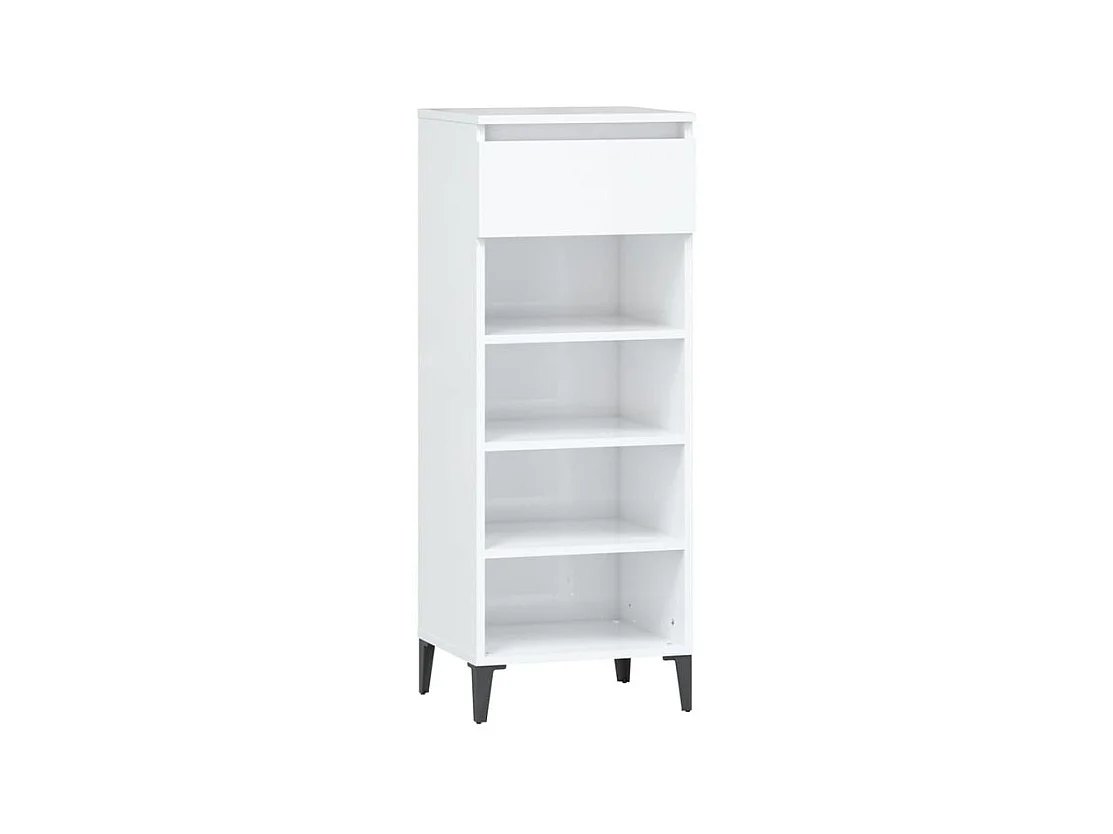 Étagère à chaussures Blanc brillant 40x36x105 Bois ingénierie
