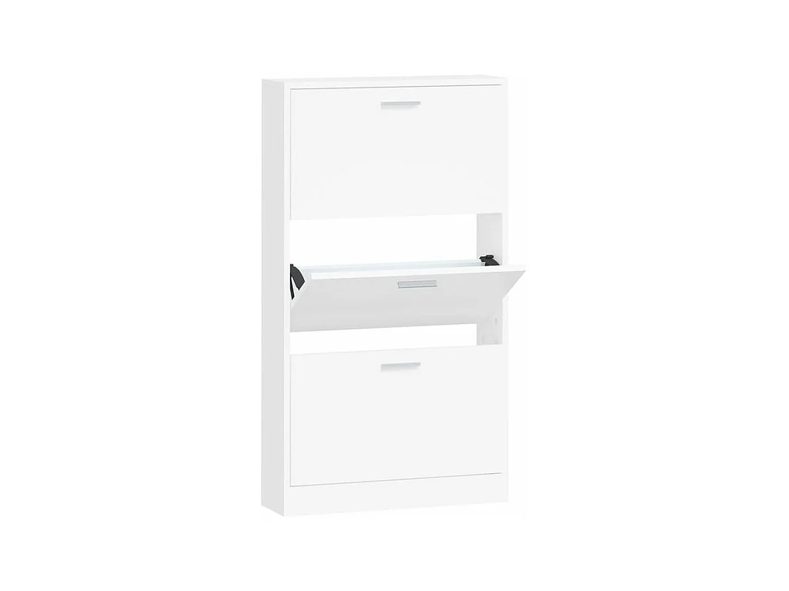 Armoire à chaussures en bois Puerto L59xH108xP17 – 3 portes rabattables-Couleur Blanc