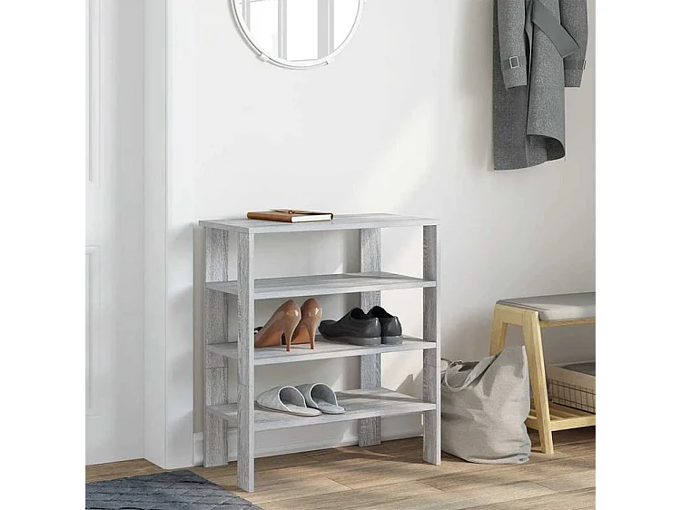 Étagère à chaussures sonoma gris 61x32x70 bois d'ingénierie