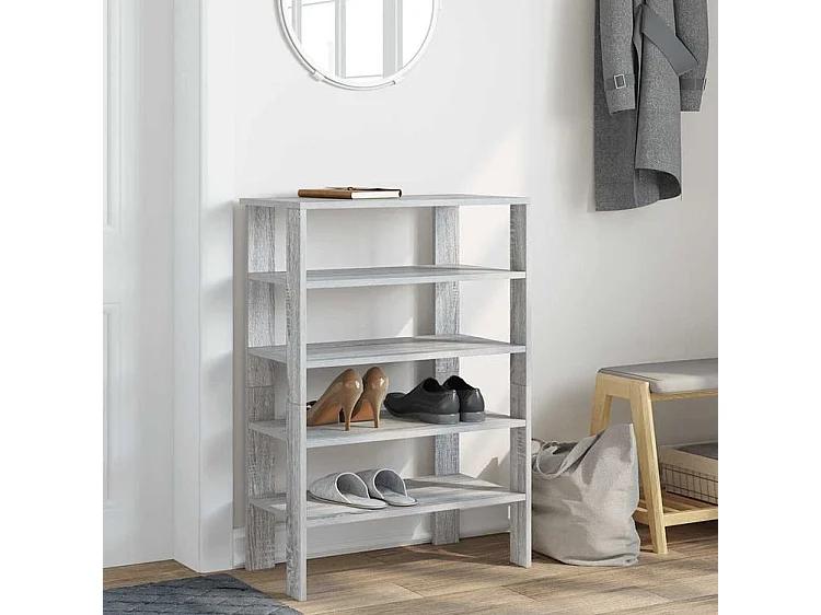 Étagère à chaussures sonoma gris 61x32x87,5 bois ingénierie
