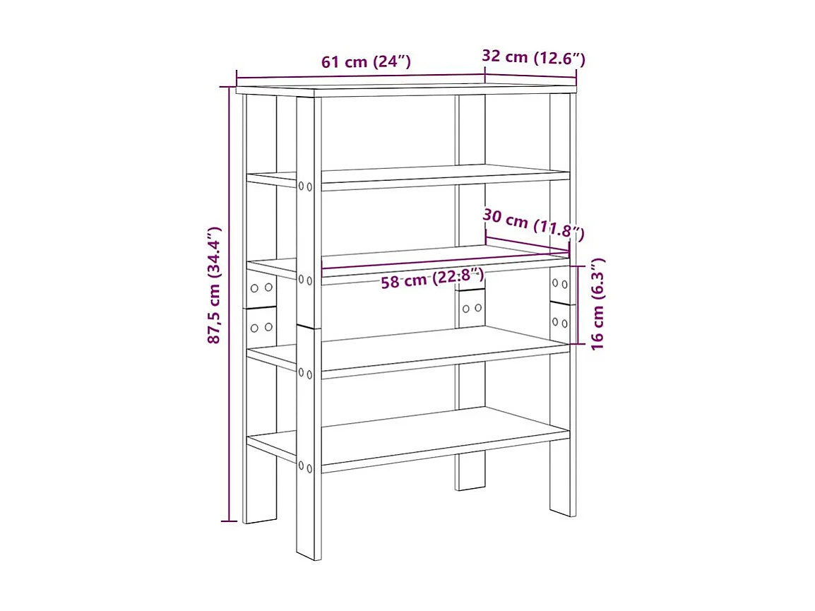 Étagère à chaussures sonoma gris 61x32x87,5 bois ingénierie