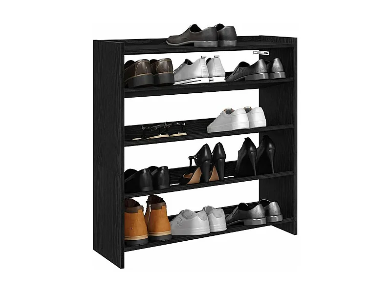 Étagère à chaussures en bois Manda L 80 x H 81cm - Rangement 5 niveaux-Couleur Noir