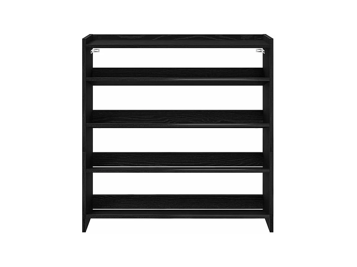 Étagère à chaussures en bois Manda L 80 x H 81cm - Rangement 5 niveaux-Couleur Noir