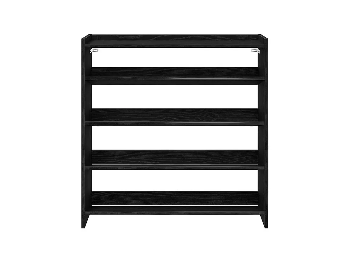 Étagère à chaussures en bois Manda L 80 x H 81cm - Rangement 5 niveaux-Couleur Noir
