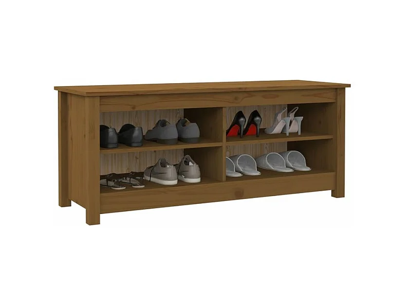 Banc à chaussures en bois massif Klouda – Élégant et fonctionnel-Couleur Marron-Largeur 110 cm