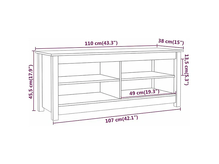 Banc à chaussures en bois massif Klouda – Élégant et fonctionnel-Couleur Marron-Largeur 110 cm