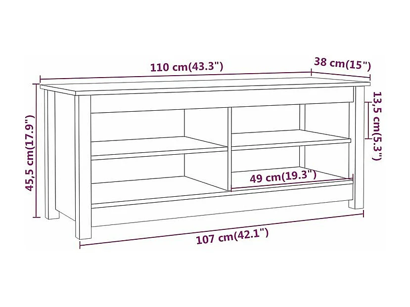 Banc à chaussures en bois massif Klouda – Élégant et fonctionnel-Couleur Marron-Largeur 110 cm