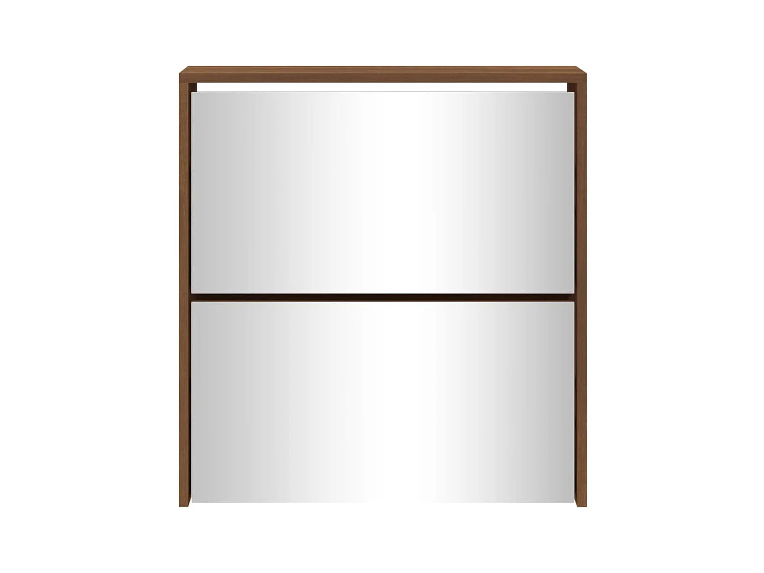 Armoire à chaussures 2 portes rabattables avec miroir Ranka H 67cm – Design moderne et élégant-Couleur Chêne brun