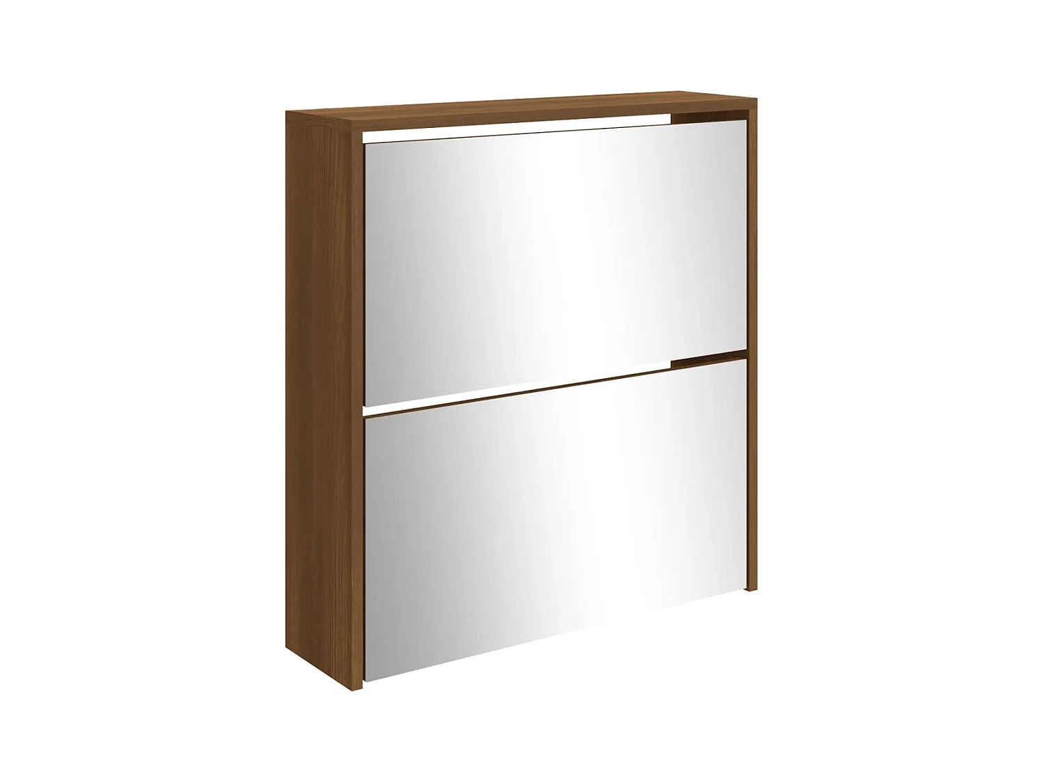 Armoire à chaussures 2 portes rabattables avec miroir Ranka H 67cm – Design moderne et élégant-Couleur Chêne brun