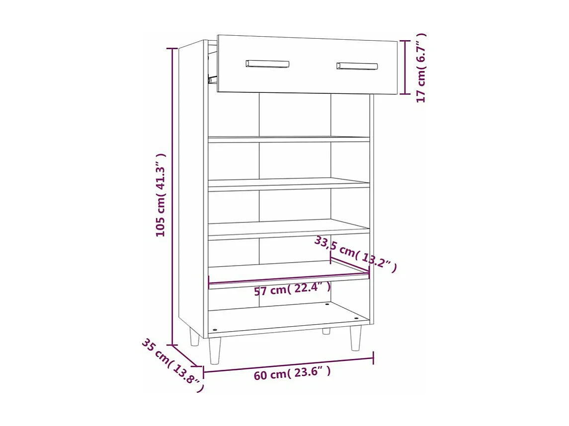 Armoire à chaussures Blanc 60x35x105 Bois d'ingénierie