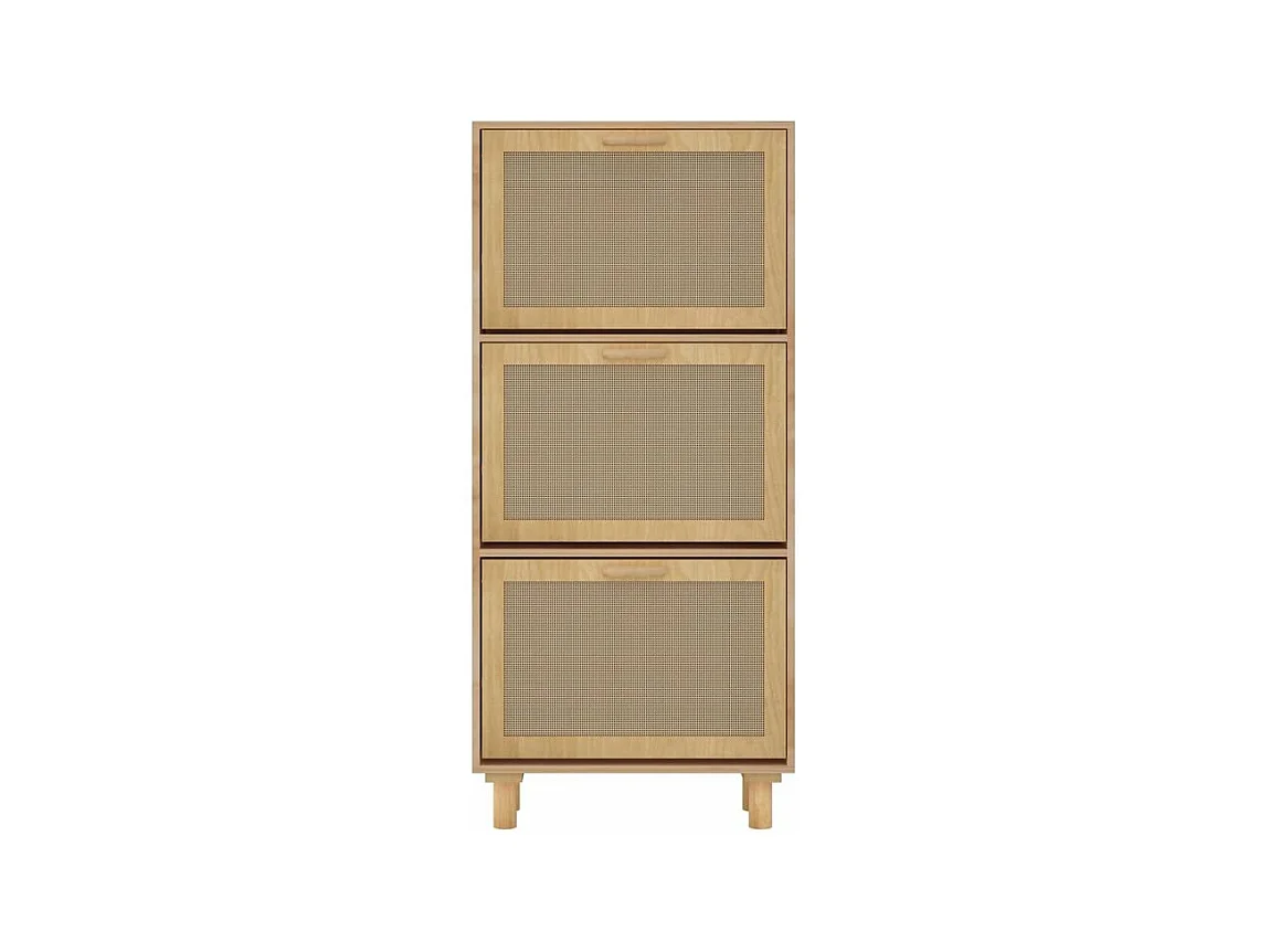 Armoire à chaussures en bois er rotin Viba L 52 x H 115cm - Style tendance-Couleur Naturel