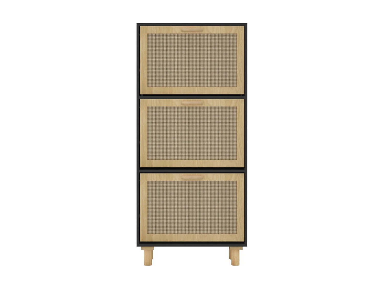 Armoire à chaussures en bois er rotin Viba L 52 x H 115cm - Style tendance-Couleur Naturel