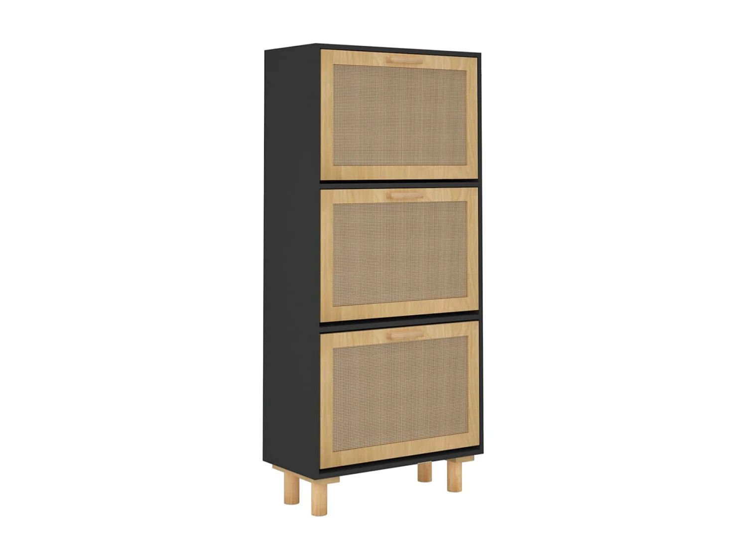 Armoire à chaussures en bois er rotin Viba L 52 x H 115cm - Style tendance-Couleur Naturel