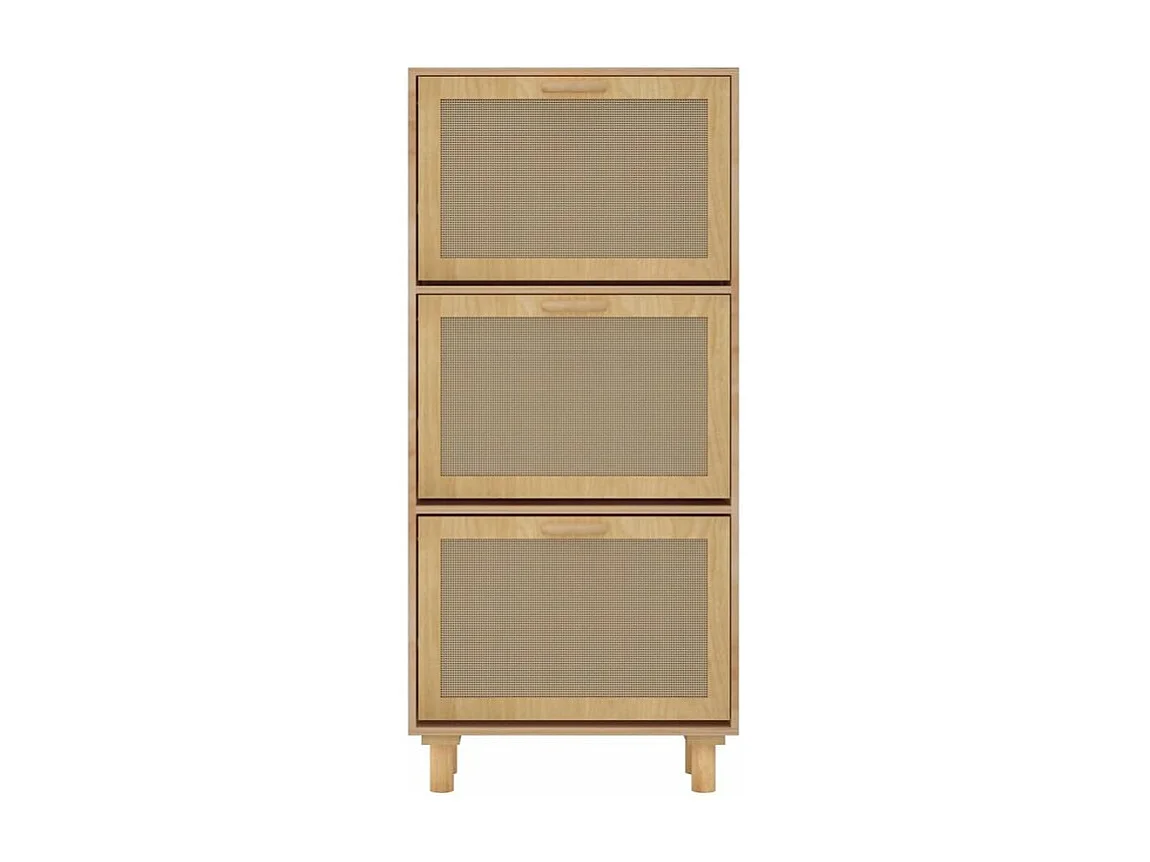 Armoire à chaussures en bois er rotin Viba L 52 x H 115cm - Style tendance-Couleur Naturel