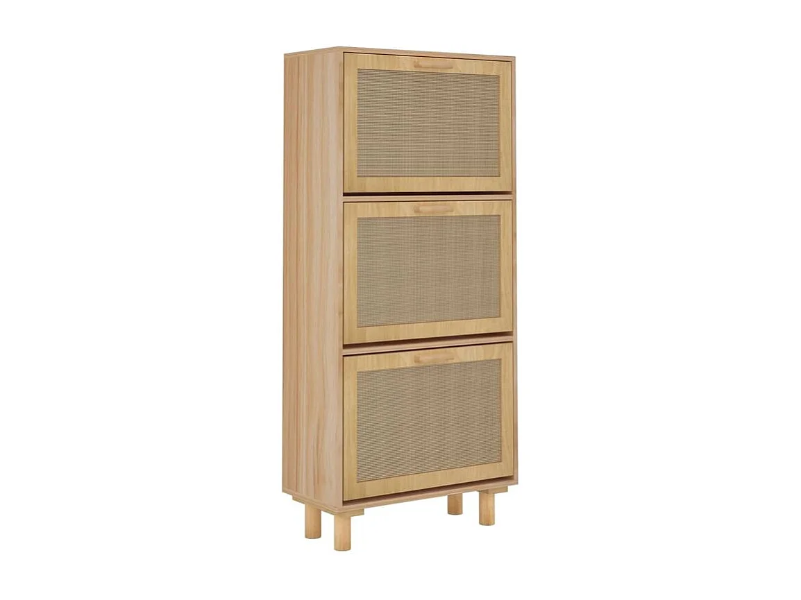 Armoire à chaussures en bois er rotin Viba L 52 x H 115cm - Style tendance-Couleur Naturel
