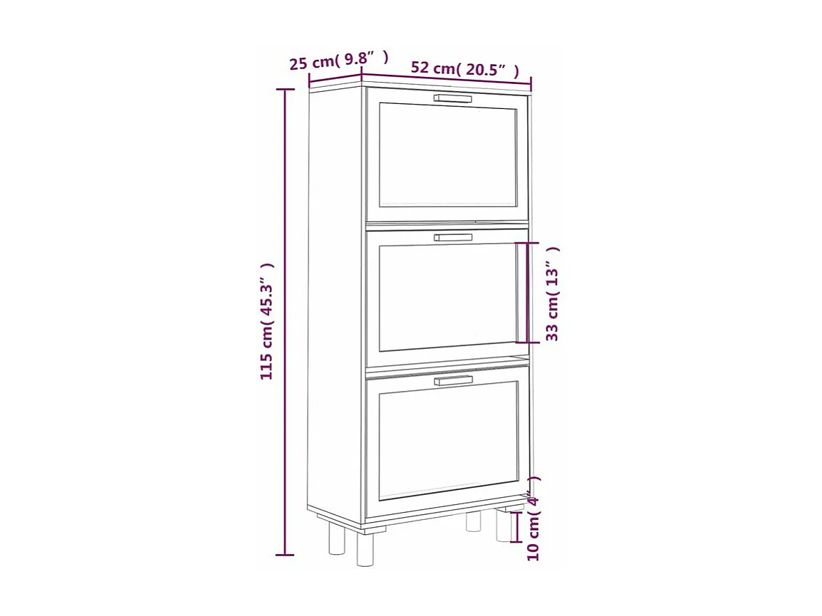 Armoire à chaussures en bois er rotin Viba L 52 x H 115cm - Style tendance-Couleur Naturel